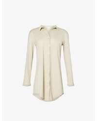 Hanro - Long-sleeve Collar Cotton-jersey Nightdres - Lyst