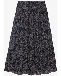 The White Company - Floral-print Pintuck Woven Midi Skirt - Lyst