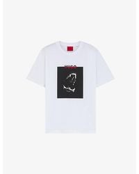 HUGO - Graphic-Print Short-Sleeve Cotton T-Shirt - Lyst