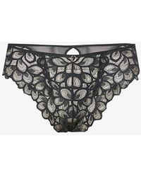 Panache - Allure Floral-embroidered Stretch-woven Briefs - Lyst