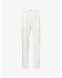 Emporio Armani - Straight-Leg Mid-Rise Linen Trousers - Lyst