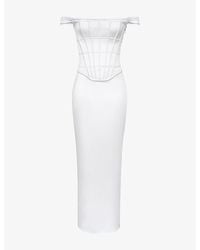 House Of Cb - Isis Corseted Satin Maxi Dress Xs (A-C Cup) - Lyst