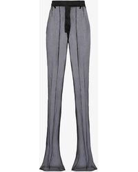 Prada - Organza Semi-sheer Flared-leg High-rise Silk Trousers - Lyst
