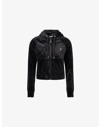 Juicy Couture - Rhinestone-Logo Zip-Up Velour Hoody - Lyst