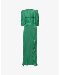 eem - Off-Shoulder Pleat Woven Midi Dress - Lyst