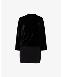 Rick Owens - Long-Sleeve Draped Velvet Silk-Blend Top - Lyst