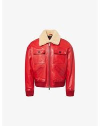 DSquared² - Shearling-Collar Aviator Leather Bomber Jacket - Lyst