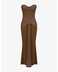 House Of Cb - Charlotte Strapless Mesh Maxi Dress - Lyst