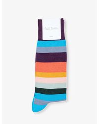 Paul Smith - Artist Stripe-pattern Cotton-blend Knitted Socks - Lyst