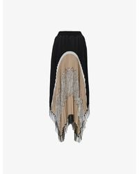 eem - Lace-Detail Pleated Woven Midi Skirt - Lyst