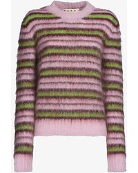 Marni - Striped-pattern Ribbed-trim Wool-blend Jumper - Lyst