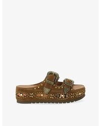 Kurt Geiger - Western Buckle Suede Sandals - Lyst