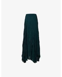 eem - Asymmetric Plisse Woven Maxi Skirt - Lyst