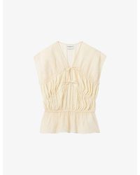 Claudie Pierlot - V-Neck Tie-Front Lyocell-Blend Top - Lyst