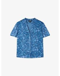 Whistles - Ditsy Floral-Print V-Neck Woven Blouse - Lyst