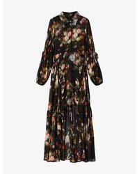 AllSaints - Maria Floral-Print Woven Midi Dress - Lyst