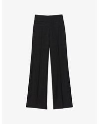 Sandro - Wide-leg High-rise Woven Trousers - Lyst