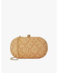 Dune - Extra Oval Woven Raffia Clutch Bag - Lyst
