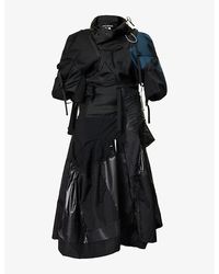 Junya Watanabe - Contrast-panel High-neck Woven Maxi Dress - Lyst