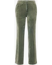 Juicy Couture - Rhinestone-embellished Straight-leg Mid-rise Velour jogging Bottoms - Lyst