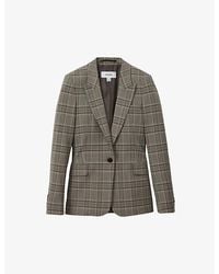 Reiss - Tamy Single-Breasted Slim-Fit Checked Stretch-Woven Blazer - Lyst