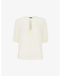 Whistles - Jessie Tie-Front Relaxed-Fit Woven Blouse - Lyst