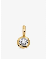 Monica Vinader - Round Solitaire 18Ct Vermeil And 0.06Ct Lab Grown Diamond Pendant - Lyst
