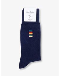 Paul Smith - Stripe-pattern Stretch-cotton Blend Socks - Lyst