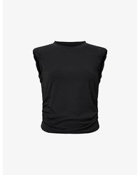 AllSaints - West Ruched Stretch Cotton-Blend Top - Lyst