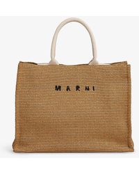 Marni - Logo-embroidered Cotton-blend Tote Bag - Lyst