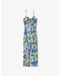 Claudie Pierlot - Floral-Print Sleeveless Satin Maxi Dress - Lyst