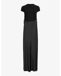 AllSaints - Hayes Knitted-top Satin Maxi Dress - Lyst