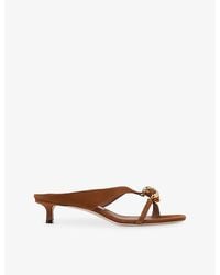 Jimmy Choo - Emeri Stone 35 Heeled Leather Mules - Lyst