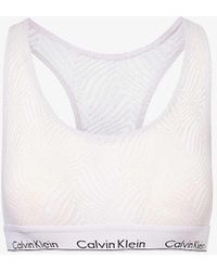 Calvin Klein - Modern Branded-waistband Scoop-neck Unlined Stretch-lace Bralette - Lyst