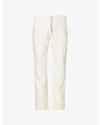 Frescobol Carioca - Mendes Pinstripe-Print Linen And Cotton-Blend Trousers - Lyst