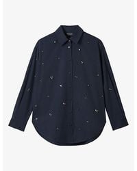 Whistles - Long-Sleeved Embellished Cotton-Poplin Shirt - Lyst