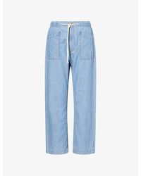 PAIGE - Evann Drawstring Cotton Denim Trousers - Lyst