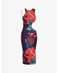 Mistress Rocks - Glory Graphic-Print Cut-Out Stretch-Mesh Midi Dress - Lyst