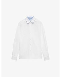 Loewe - Contrast-cuffs Straight-hem Cotton Shirt - Lyst