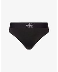 Calvin Klein - Graphic Monogram Stretch Microfibre Thong - Lyst