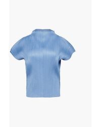 Pleats Please Issey Miyake - Steel June Cap-Sleeve Pleated-Knit Top - Lyst