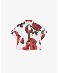 Alexander McQueen - Graphic-print Cropped Cotton Shirt - Lyst