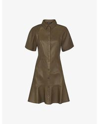 Whistles - Button-down Flared Leather Mini Dress - Lyst