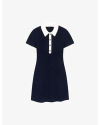 Maje - Contrast-Trim Polo-Collar Cotton-Blend Mini Dress - Lyst