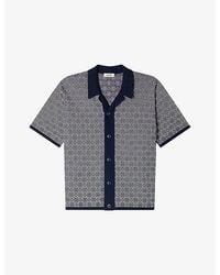 Sandro - Grid-Pattern Short-Sleeved Knitted Shirt - Lyst