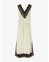 Whistles - Polka-Dot Lace-Trim Woven Maxi Dress - Lyst
