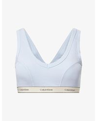 Calvin Klein - Heritage Lightly Lined Triangle Stretch-Cotton Bralette - Lyst