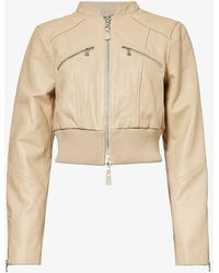 PAIGE - Ameena Regular-fit Cropped Leather Jacket - Lyst