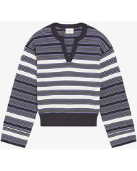 Claudie Pierlot - Striped Cotton And Cashmere-blend Jumper - Lyst