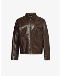 Acne Studios - Spread-collar Brand-embossed Leather Jacket - Lyst